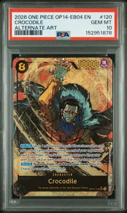 One Piece 2026 Crocodile Alternate Art OP14-EB04 OP14-120 SEC PSA 10 - Image 1