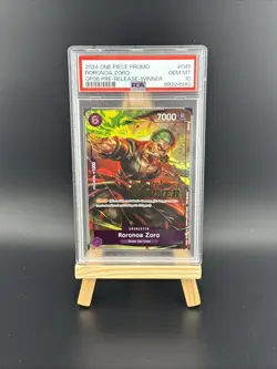 PSA 10 Gem Mint Zoro P-045 Pre-Release Winner Promo English One Piece Card - Image 1