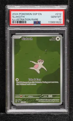 Slakoth Illustration Rare Pokemon SV08: Surging Sparks PSA 10 GEM MT - Image 1