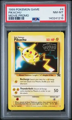 1999 POKEMON GAME MOVIE PROMO #4 PIKACHU PSA 8 NM-MT - Image 1