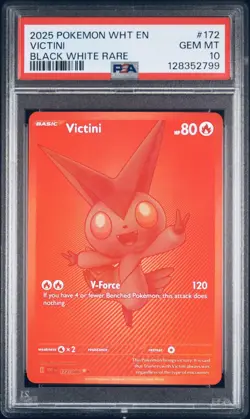 2025 POKEMON WHT EN-WHITE FLARE BLACK WHITE RARE #172 VICTINI PSA 10 - Image 1