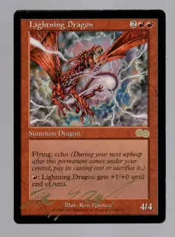LIGHTNING DRAGON Urza's Saga Rare Reserved List Signed by Ron Spencer - Image 1