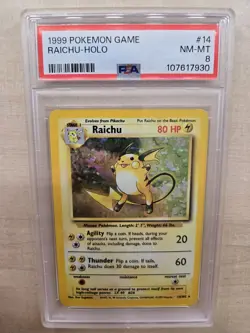 PSA 8 - Pokemon Raichu Holo - Base Set Unlimited - 14/102 - Rare TCG WOTC 1999 - Image 1