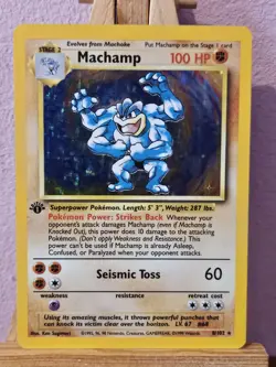 Pokemon TCG Machamp Holo 1st Edition Base Set #8/102 MP-LP - Image 1