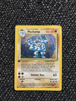Pokemon TCG Machamp Holo 1st Edition Base Set 8/102 MP - Image 1