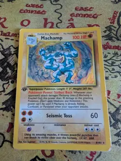 Pokemon TCG Machamp Holo Card Base Set 1st Edition 8/102 MP - Image 1