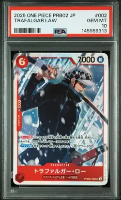 PSA10 Trafalgar Law PRB02-002 One Piece Card Japanese GEM MT - Image 1