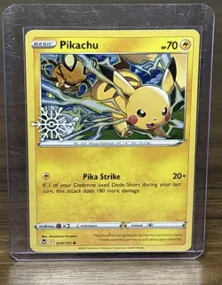 Pikachu 49/195 Silver Tempest - Cosmos Holo Swirl Pokemon Card - Image 1