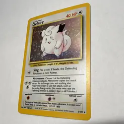 Pokemon TCG Clefairy Base Set Holo Rare 40 HP Card 5/102 English - Image 3