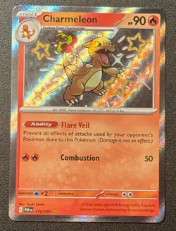 Pokemon TCG SV Paldean Fates Charmeleon Shiny Rare Card 110/091 NM Condition - Image 1