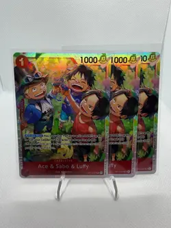 3x Ace & Sabo & Luffy OP13-007 Super Rare Carrying On His Will One Piece NM - Image 1
