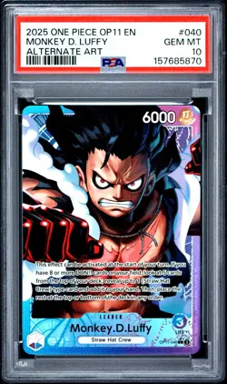 2025 One Piece OP11 EN Monkey D Luffy Alternate Art #040 PSA 10 GEM MINT - Image 1