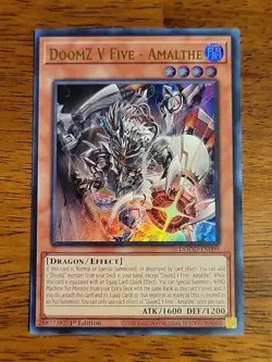 YUGIOH x1 DOOD-EN009 DOOMZ V FIVE - AMALTHE - ULTRA RARE EDITION NEVER PLAYED - Image 1
