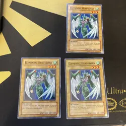 YUGIOH ELEMENTAL HERO AVIAN TLM-EN001 UNLIMITED COMMON X3 (LP) PLAYSET - Image 1