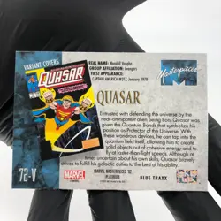 Marvel Card Quasar Blue Traxx 72-V Variant Fleer Upper Deck Masterpieces [NM] - Image 4