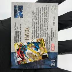 Marvel Card Havok Blue Traxx 35-V Fleer Upper Deck Masterpieces [NM] - Image 3