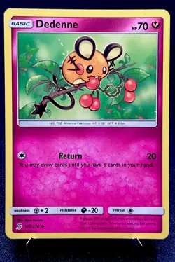 Dedenne 145/236 LP Non Holo Cute Cherry Art Discontinued Pink Fairy Pokemon Card - Image 1