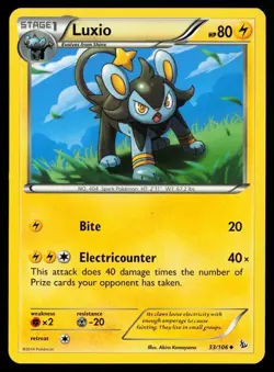 2014 XY Flashfire Luxio #33 Non Holo Pokemon Card - Image 1