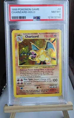 Pokemon TCG Charizard Card 4/102 WOTC 1999 Rare Holo Base Set PSA 8 - Image 3