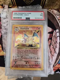 Pokemon TCG Charizard Card 4/102 WOTC 1999 Rare Holo Base Set PSA 7 - Image 1