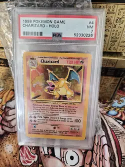 Pokemon TCG Charizard Card 4/102 WOTC 1999 Rare Holo Base Set PSA 7 - Image 5
