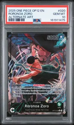 2025 ONE PIECE OP12-020 LEGACY OF THE MASTER RORONOA ZORO ALT ART LEADER PSA 10 - Image 1