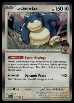 Hop's Snorlax #117/159 SV09: Journey Together Holo Pokemon Card - Image 1