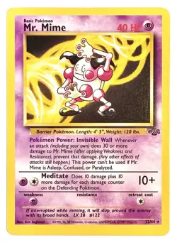 Mr. Mime - 22/64 - WOTC Jungle Set Regular Rare Pokemon Card - LP - Image 1