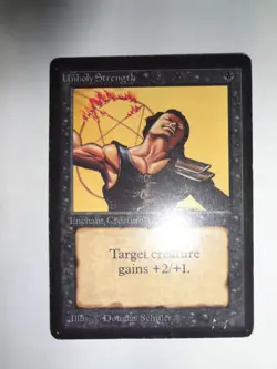 MTG MAGIC THE GATHERING CARD ORIGINAL BETA BLACK UNHOLY STRENGTH ENCHANTMENT 1 - Image 3