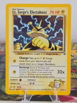 Lt. Surge’s Electabuzz 6/132 Gym Heroes Unlimited 2000 Pokemon Card Holo Rare NM - Image 1
