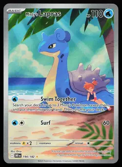 Misty's Lapras 194/182 Holo Illustration Rare Destined Rivals Pokemon Card - Image 1