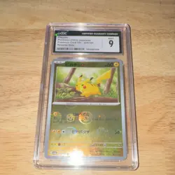 CGC 9 Pokemon TCG Pikachu Reverse Holo 025/165 Card 151 Japanese 2023 - Image 1