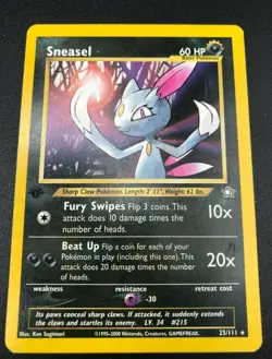 Sneasel 1st Edition RARE 25/111 Neo Genesis Pokemon TCG Card NM 2000 - Image 1