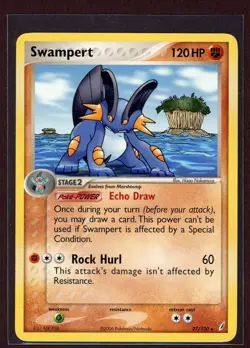 Swampert Non-Holo Rare 2006 Pokemon Card 27/100 EX Crystal Guardians Set EXC/LP - Image 1