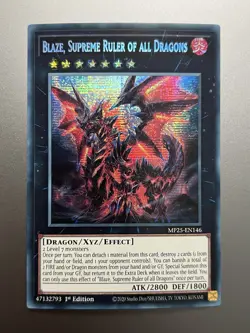 Yugioh - Blaze, Supreme Ruler of All Dragons Prismatic Secret Rare MP25-EN146 - Image 1