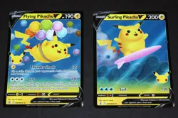Pokemon Celebrations Flying Pikachu V #006/025 + Surfing Pikachu V #008/025 NM - Image 1