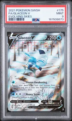 2021 POKEMON SWORD & SHIELD EVOLVING SKIES #175 FULL ART/GLACEON V PSA 9 - Image 1