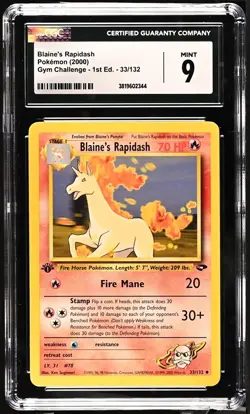 Blaine's Rapidash 33/132 1st Edition Pokemon Gym Challenge CGC 9 Mint - Image 1