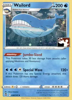 WAILORD 038/195 HOLO UNCOMMON PRIZE PACK SERIES CARDS POKEMON HOLO NEAR MINT - Image 1