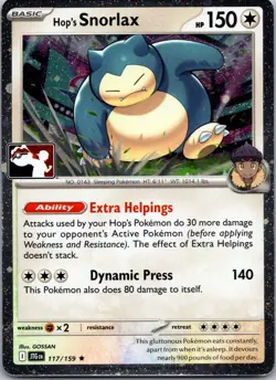 Hop's Snorlax Holo Rare Prize Pack Series Cards 117/159 NM - Image 1