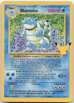 Blastoise 2/102 Celebrations: Classic Collection Pokemon Card NM - Image 1