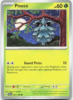 Pineco 001/198 Common Scarlet & Violet Pokemon Near Mint - Image 1