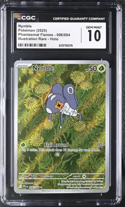 2025 Pokemon Phantasmal Flames Nymble Illustration Rare #096/094 CGC 10 Gem MT - Image 1