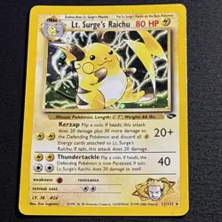 Lt. Surge’s Raichu 11/132 Pokemon TCG Gym Challenge Holo Foil Rare Card MP - Image 1