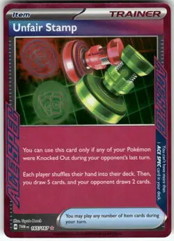Unfair Stamp 165/167 ACE SPEC Rare Twilight Masquerade Pokemon Holo Near Mint - Image 1