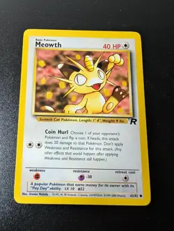 Meowth 62/82 Common Team Rocket Pokemon Unlimited Near Mint - Image 1