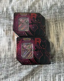 Pokemon TCG Destined Rivals Team Rocket Tin Mewtwo EX Factory Sealed. Lot Of 2 - Image 1