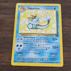 WotC Pokemon TCG Vaporeon 28/64 Jungle Rare Regular Unlimited 1999 80 HP - Image 1