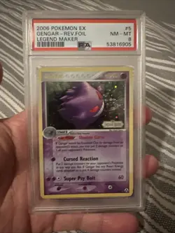 PSA 8 Gengar Reverse Foil Holo 2006 Pokemon EX Legend Maker 5/92 - Image 1