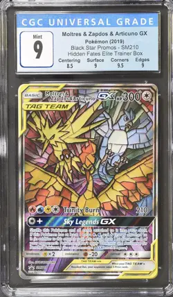 Moltres & Zapdos & Articuno Gx SM210 Hidden Fates Elite Trainer Box CGC 9 Mint - Image 1